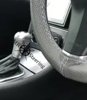 GREY PERFORATED LEATHER STEERING WHEEL COVER GREY DOUBLE ST FOR PEUGEOT 307 01+ (for: Peugeot)