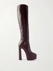 [SAINT LAURENT] SAINT LAURENT - Nico Leather Over-the-knee Boots - Burgundy - EU 36 EU 36 Burgundy