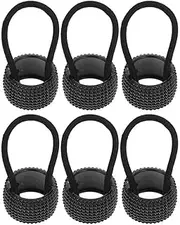 minkissy Black Hair Cuffs for High Ponytail 6Pcs Nonslip Gold Ponytail Cuff Metal Rhinestones Hair Ties Hair Ponytail Holder Womens Hair Accessories