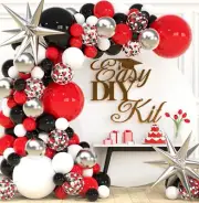 Red Black White Balloon Arch Kit for Birthday Graduation Party Decorations