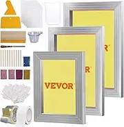 VEVOR Screen Printing Kit, 3 Pieces Aluminum Silk Screen Printing Frames 25x36/20x30/15x25 cm 110 Count Mesh, 5 Glitters and Screen Printing Squeegees and Transparency Films for T-Shirts DIY