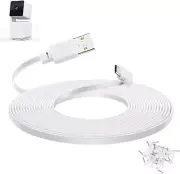 20 Ft Flat Micro USB Extension Cable for WYZE Cam Pan V3, 90 Degree White