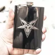 8oz BLACK Baphomet Star Flask