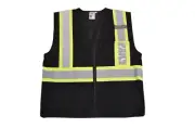Cordova Cor-Brite Black Mesh Safety Vest with Two-Tone Reflective Tape VZB242P
