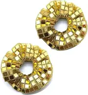 Bronzing Gilding Hair Scrunchies Floppy Metallic Ponytail Holders Gilding Hair Scrunchy BW32 (Sequin-Golden)