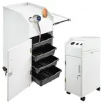 VEVOR Salon SPA Beauty Hairdressing Cart White Storage Trolley with 4 Drawers Rolling Wheels Lockable 2 Keys with Hairdryer Holder Space-Saving Side T