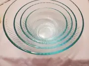 Pyrex 1980 Retro, #404,403,402.401 Nesting Ribbed Bowls (Elegant Aqua Blue )