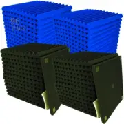 96 Pack Blue/Black Absorb the Echo Acoustic Foam Panel Wedge Studio Soundproofin