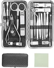 Nail Cutter Pedicure Kit, Manicure Pedicure Kit Nail Clippers Set Stainless Steel Fingernail Toenail Clippers Set with Stylish Case for Home for Nail Shop(black)