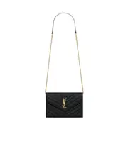 Saint Laurent Envelope Cassandre Chain Wallet One size black