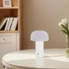 AU LED Mushroom Table Lamp 3 Color Dimmable Touch Lamp USB Rechargeable (White)