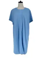 NWT Miss Elaine Embroidered Short Sleeve Robe Nightgown Snap Front Blue 2X Plus