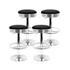 NNEDSZ Set of 4 PU Leather Backless Bar Stools - Black and Chrome