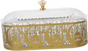Ramadan Candy Jar with Elegant Design Golden Islamic Serving Tray for Eid Mubarak Decor Multifunctional Food Storage Container for Snacks and Treats