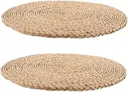 BESPORTBLE 2pcs Woven Floor Cushion Soft and Comfortable Round Style Sitting Mat for Yoga Meditation Tatami Bay Window for Home