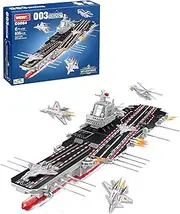 Aircraft Carrier Building Blocks Set, 838 PCS Battleship with Fighter Model Building Kit, Army Aircraft Boat Building Toy, Educational Learning Military Toy for Kids 6+