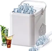 Home Countertop Ice Maker Self-Cleaning Ice Cube Maker with Ice Scoop and Basket 9 Ice Cubes in 6 Mins 2 Sizes of Ice 12 KG in 24Hrs Ice Maker Machine for Home Kitchen Office Bar and Party White