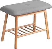 Artiss Shoe Rack Bench, Bamboo Shoes Storage Cabinet Organiser Benches Seat Ottoman Stool Organizer Home Decor Indoor Outdoor Bedroom Bathroom Hallway Furniture, Durable and Strong Grey