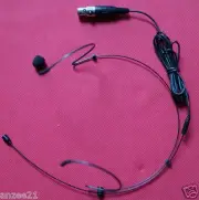 New Head worn Headset Mic for Shure Wireless Microphones Headworn System - Black