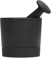Pestle and Mortar Set Iron Mortar and Pestle Set Sauce Mix Bowl with Black Matte Exterior, Stylish Dark Grinder and Crusher, 4.2in Mortar and Pestle