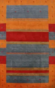 Artisan-crafted Striped Gabbeh Rug Wool Handmade Carpet 6x10 ft