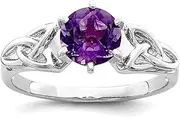 [JewelryWeb] 925 Sterling Silver Rhodium Plated Amethyst Celtic Trinity Ring Band Style-Ring for Women