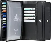 [Samsonite] Deluxe RFID Leather Wallet with 17 x Credit Card Holder, Black, 17cm