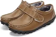 [Gikleihwy] Women's Loafer Shoes Casual Leather Flat Shoes for Women Ladies Tassel Moccasins Shoes(Velvet Khaki,7 US)