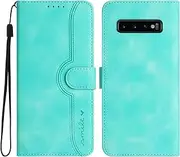 Case for Samsung Galaxy S10, Premium Smile Magnetic Kickstand Shockproof Credit Card Slot Wallet Case Flip Cover Case for Samsung Galaxy S10-Light Blue