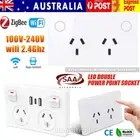 WIFI Smart Home Socket Double GPO Power Point Wall Outlet Glass Switch Panel AU