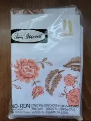 VTG Lady Pepperell Pillowcases Standard White Muslin No Iron Floral Cottage NEW