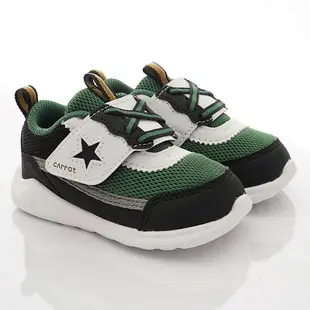 日本月星Moonstar機能童鞋-Carrot可機洗系列寬楦玩耍速乾鞋款1387黑綠(寶寶段)