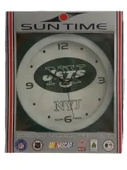 NFL New York Jets Wall Clock Round Analog Battery Operated NYJ Sun Time NEW