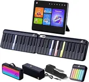 POPUPIANO Smart Digital Piano Keyboard with Lighted Keys (Expandable to 88-Key), MIDI Controller Chord Pad Portable Electronic Learning Keyboard for Performance & Composition, 256 Tones, 100+ Chords