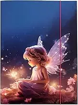 Idena 11192 11192 Portfolio Folder, Fairy Motif, Document Folder Made of Robust Cardboard, Postal Folder with Inner Flaps and Elastic Closure, DIN A3