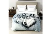 Renee Taylor Acrylic Printed Mink Winter Blanket 220x240cm Large Artic Wolf