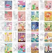 Sherr 20 Pcs Stretched Pre Drawn Canvas Afro Queen Black Art for Painting for Adults Outline Pre Drawn Stretched Cotton Canvas to Paint Party Set, 8 x 10'' (Cocktail)