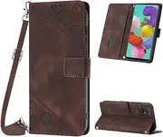 Mo-Beauty Case with Samsung Galaxy A51 4G / M40S 4G, PU Leather Flip Crossbody Phone Case, Adjustable Removable Necklace [Kickstand] [Card Slot] [Magnet] Protective Case for Samsung A51 4G - Brown