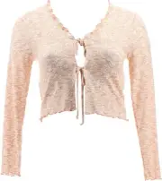 Moa Moa Cropped Tie Front Cardigan Copper L NEW (671)