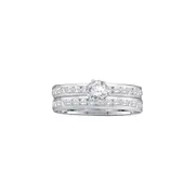 14k White Gold Round Diamond Bridal Wedding Ring Set 1-7/8 Cttw