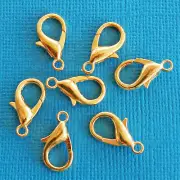 10 Lobster Clasps Brass Gold Tone Plated 18mm x 10mm - 11/16" x 3/8" FF217