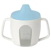 BÖRJA training beaker, white/blue
