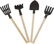 ibasenice 4pcs Mini Gardening Tool for Dollhouse Farm Tools Safe and Rakes Shovels Creative Play for Imagination and Cognitive Development