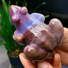312G Amazing natural ocean jade crystal carved frog jade halo stone