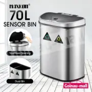 70L Auto Motion Sensor Rubbish Bin Waste Can Stainless Steel Recycle Dustbin