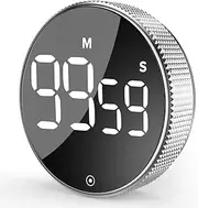 Kitchen Timer Round Rotary Digital Timer Large LED Magnetic Digital Countdown Countup Timer Large Display Digital Timer Adjustable Visual Timer 3 Level Volume for Cooking Learning