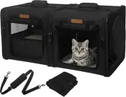 PETUX Small Cat Travel Carrier with Little Box, Portable Twin Compartment Show H