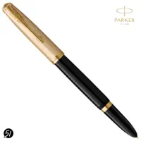 在飛比找momo購物網優惠-【PARKER】派克 51復刻 18K 鋼筆 黑桿金蓋 買就