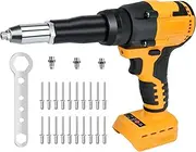 Cordless Rivet Gun for Dewalt 20V Battery ，1/8'', 5/32'', 3/16"Brushless Rivet Gun，20 Rivets and LED Light,3 Adapters Electric Automatic Rivet Nut Guns for Metal, Plastic, Leather（No Battery）