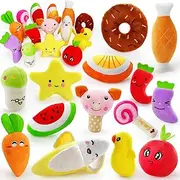 14 Pack Dog Squeaky Toys Cute Stuffed Plush Fruits Snacks and Vegetables Dog Toys for Puppy Small Medium Dog Pets